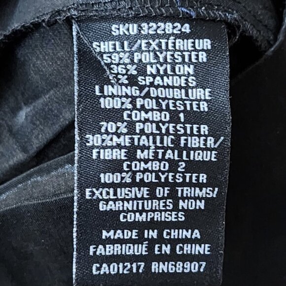 Le Chateau Black Stretch Ponte Lace Neckline Ruched Bodycon Dress - Picture 10 of 10